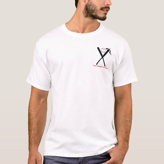 T-shirt Baseball croisé chauves-souris et casquette noir,  (Devant)