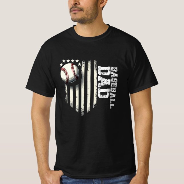 T-shirt Baseball DAD USA American Flag Fête des pères 4ème (Devant)