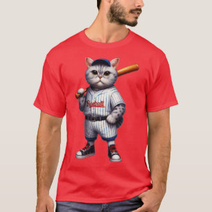 T-shirt Baseball de chat