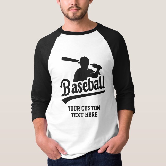T-shirt Baseball de texte personnalisé (Devant)