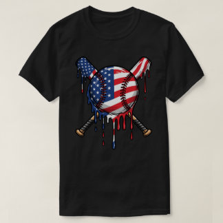 T-shirt Baseball Drip American Flag | Drip Baseball Sport 