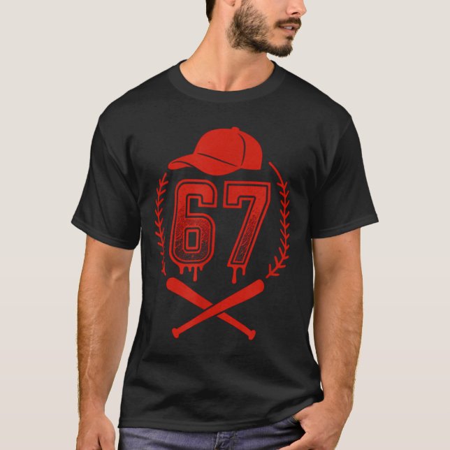 T-shirt Baseball Drip Number 67 Player Or 67th Birthday  (Devant)