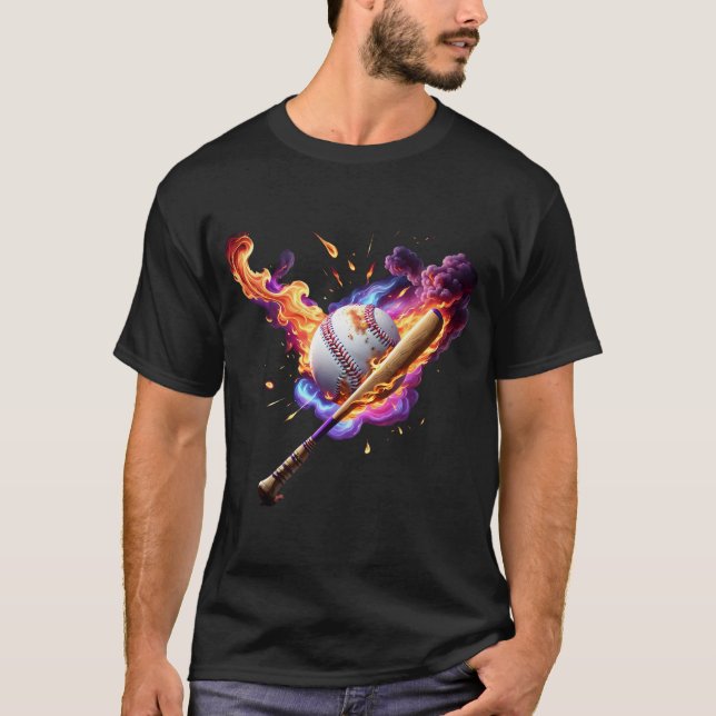 T-shirt Baseball en feu. (Devant)