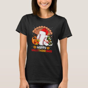 T-shirt Baseball Halloween Joyeux Noël Heureux Hallothan