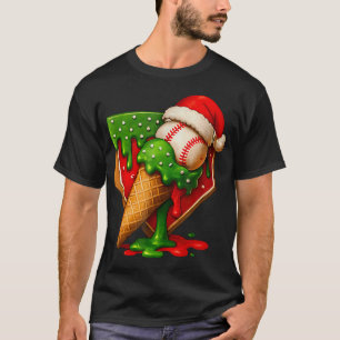 T-shirt Baseball Home Plate Noël Crème Glacée Drip Garçons