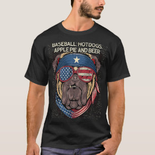 T-shirt Baseball Hotdogs Apple Pie Bière 4 juillet