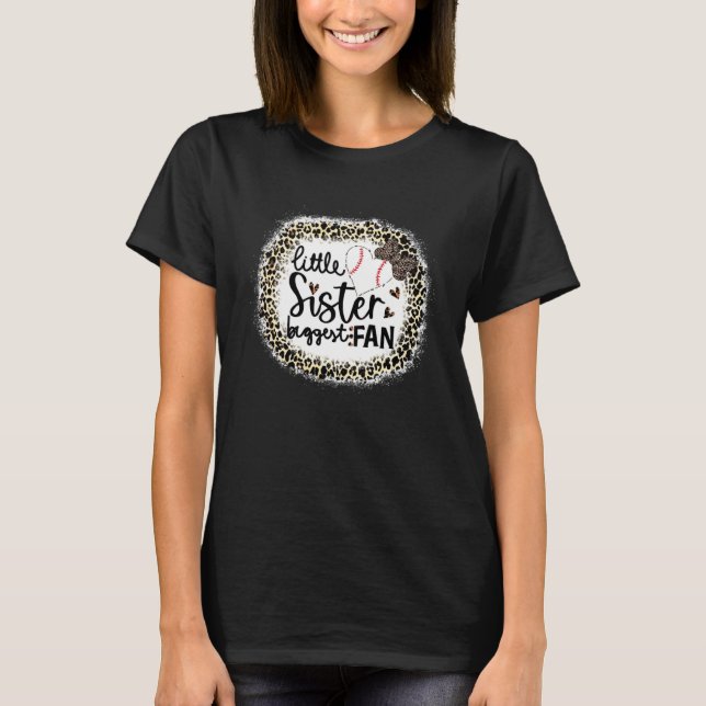 T-shirt Baseball Little Sister Biggest Fan  Leopard Baseba (Devant)