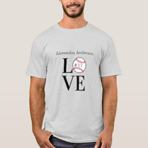 T-shirt Baseball LOVE : nom et numéro d'ajout personnalisé