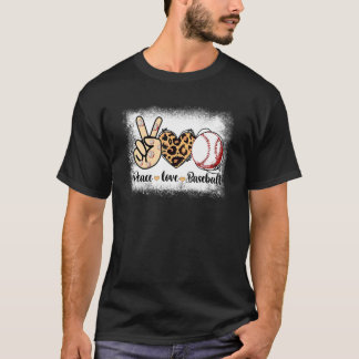 T-shirt Baseball Maman Empreinte de léopard Paix Amour Bas