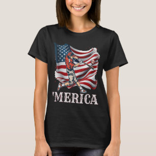 T-shirt Baseball Merica Patriotique 4 juillet Drapeau amér