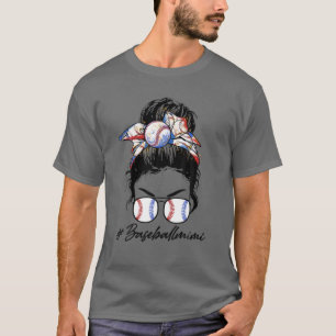T-shirt Baseball Mimi Messy Bun Cheveux Femmes Bonne Mère