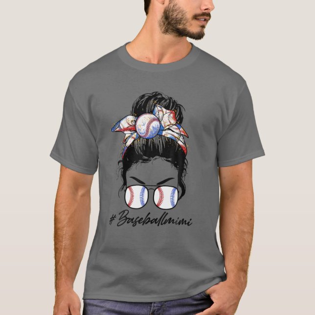 T-shirt Baseball Mimi Messy Bun Cheveux Femmes Bonne Mères (Devant)