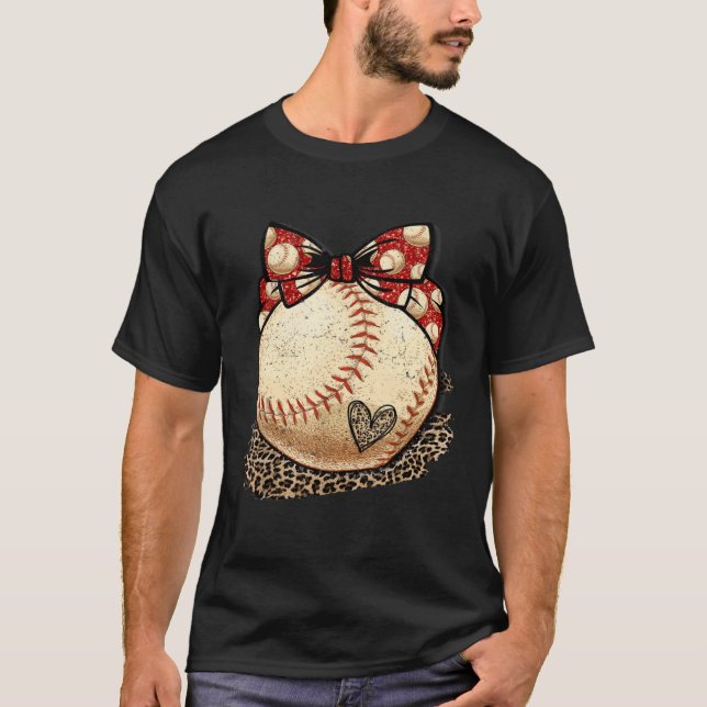 T-shirt Baseball Mom Leopard  Softball Mama Mother s Day C (Devant)