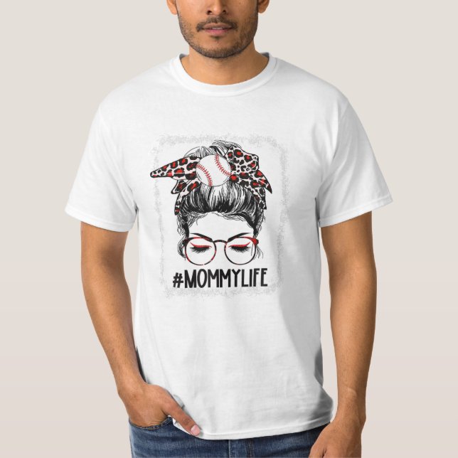 T-shirt Baseball Mommy Messy Bun (Devant)