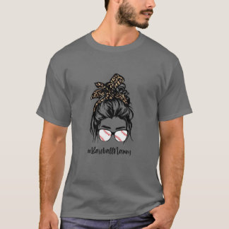 T-shirt Baseball Nanny Messy Cheveux Bun Leopard Femme Mèr