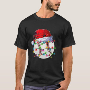 T-shirt Baseball Noël Santa Hat Reindeer Funny Baseba