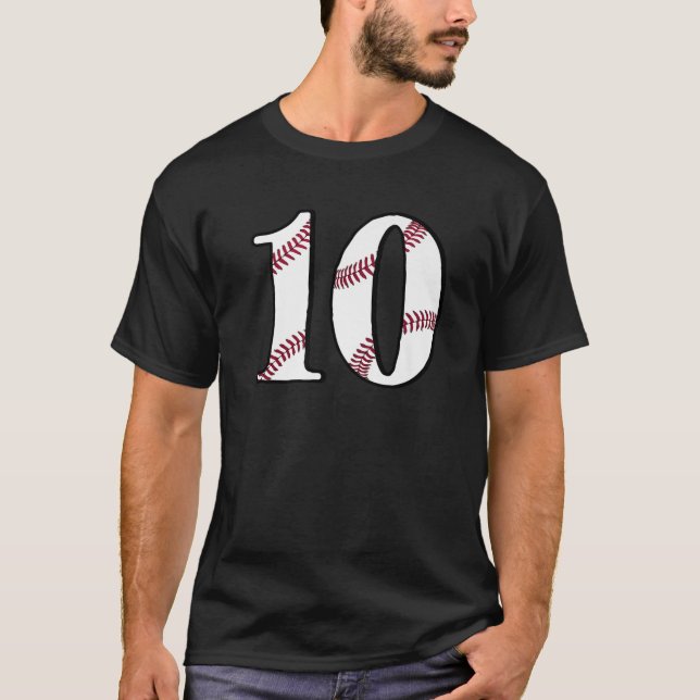 T-shirt Baseball Numéro 10 Ten Jersey Fan 10E Anniversaire (Devant)