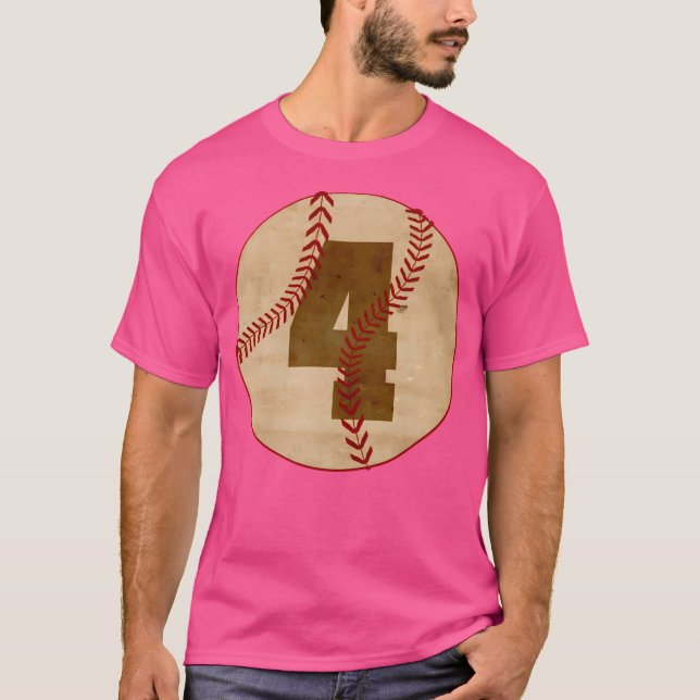 T-shirt Baseball Numéro 4 Vintage (Devant)