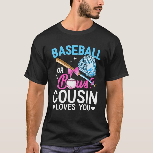 T-shirt Baseball Ou Bows Cousin Vous Aime Genre Révéler Pi (Devant)