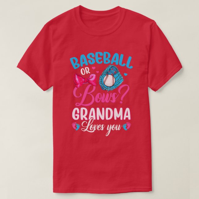 T-shirt Baseball Ou Bows Grand-mère Vous Aime Révéler Le S (Design devant)