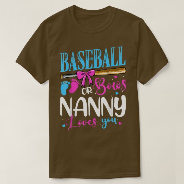 T-shirt Baseball ou Bows Nanny vous aime rose ou bleu Gend (Design devant)