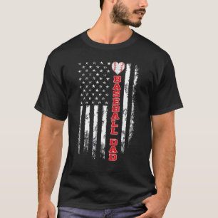 T-shirt Baseball Papa Usa Drapeau Coeur Softball Papa Père