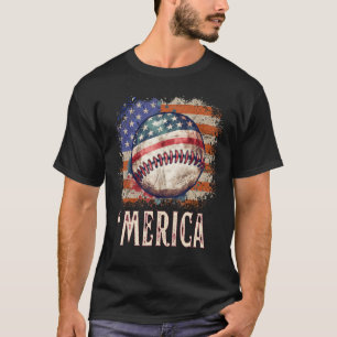 T-shirt Baseball Patriotique 4 juillet Amérique Amérique A
