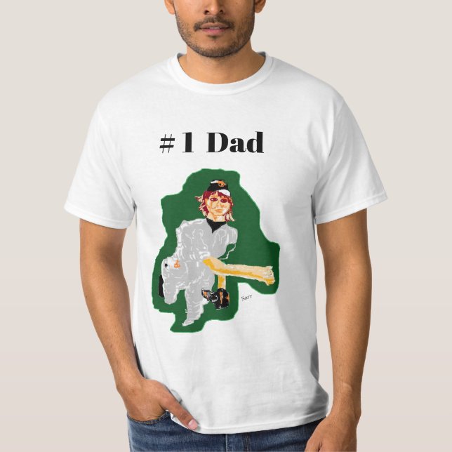 T - Shirt: Baseball Player # 1 Vater T-Shirt (Vorderseite)