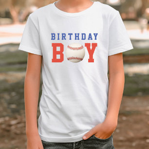 T-shirt Baseball Red White & Blue Boy Anniversaire Party