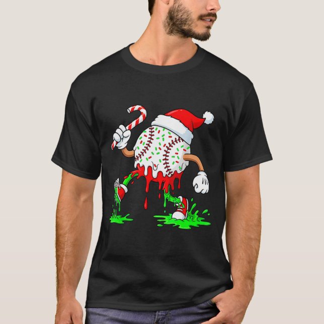 T-shirt Baseball Santa Hat Christmas Ice Cream Drip Candy  (Devant)