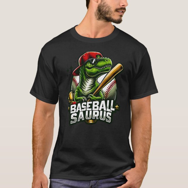 T-shirt Baseball Saurus Dinosaur Softball Baseball Sports  (Devant)