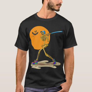 T-shirt Baseball Skeleton Halloween Hommes garçons Basebal
