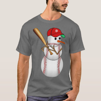 T-shirt Baseball Snowman Balls Neige Noël Noël Noël Noël C