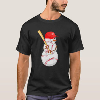 T-shirt Baseball Snowman Balls Neige Noël Noël Noël Noël C