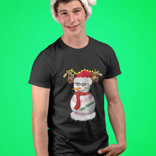 T-shirt Baseball Snowman Décoré De Snacks Populaires