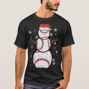 T-shirt Baseball Snowman Noël Sports Boys Hommes Deux