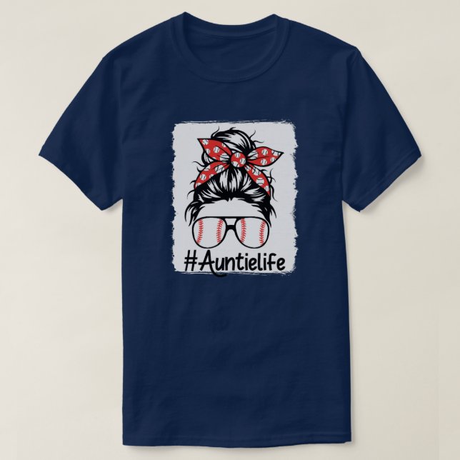 T-shirt Baseball Tante Vie Messy Bun Jeu Jour Mères (Design devant)