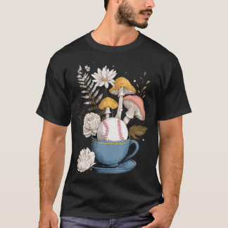 T-shirt Baseball Women Mushrooms Cottagecore Floral Nature