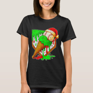 T-shirt Baseball Xmas Noël Baseball Crème Glacée Goutte Bo