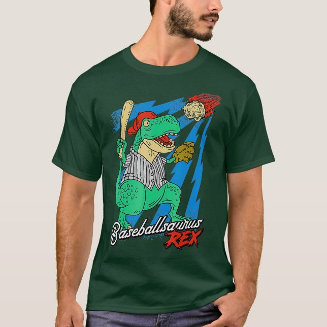 T-shirt Baseballsaurus T-Rex Dinosaure Jouer Au Baseball (Devant)