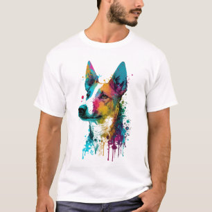 T-shirt Basenji - Graffiti Neon Enk Splash