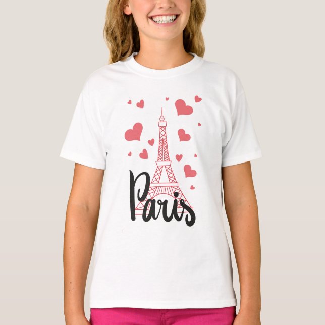 T - shirt Basic A Manches langes Mädchen Paris (Vorderseite)