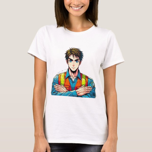 T-shirt basic avec un agent de sécurité manga (Devant)