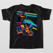 T-Shirt Basique Enfant Dinosaure Néon T-Rex