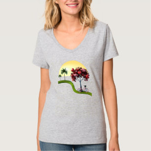 T-shirt basique féminin à encolure en V Sunset Rom