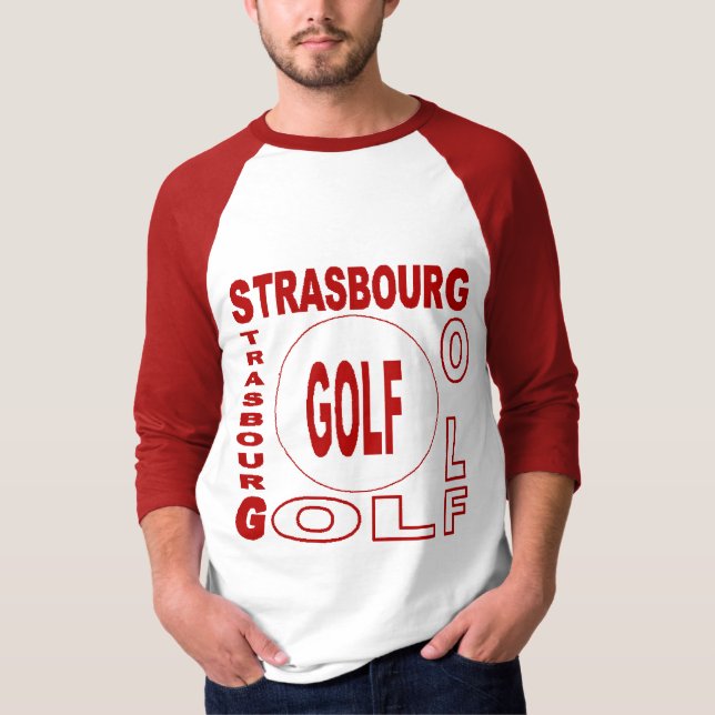 T-shirt basique raglan blanc/rouge STRASBOURG GOLF (Devant)