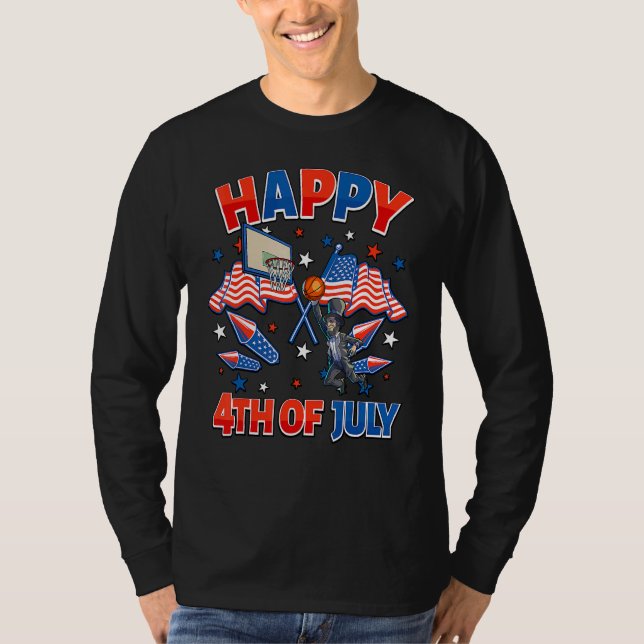 T-shirt Basket Abraham Lincoln 4 juillet Boy Men Ame (Devant)