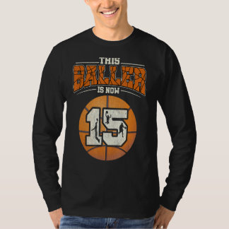 T-shirt Basket-ball 15e anniversaire fille Boy Bball 15 an