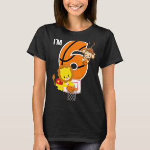 T-shirt Basket-ball 6e fête d'anniversaire Lion Monkey Zoo