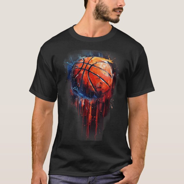 T-shirt Basket-ball Basketball Boucle Aquarelle Colo (Devant)